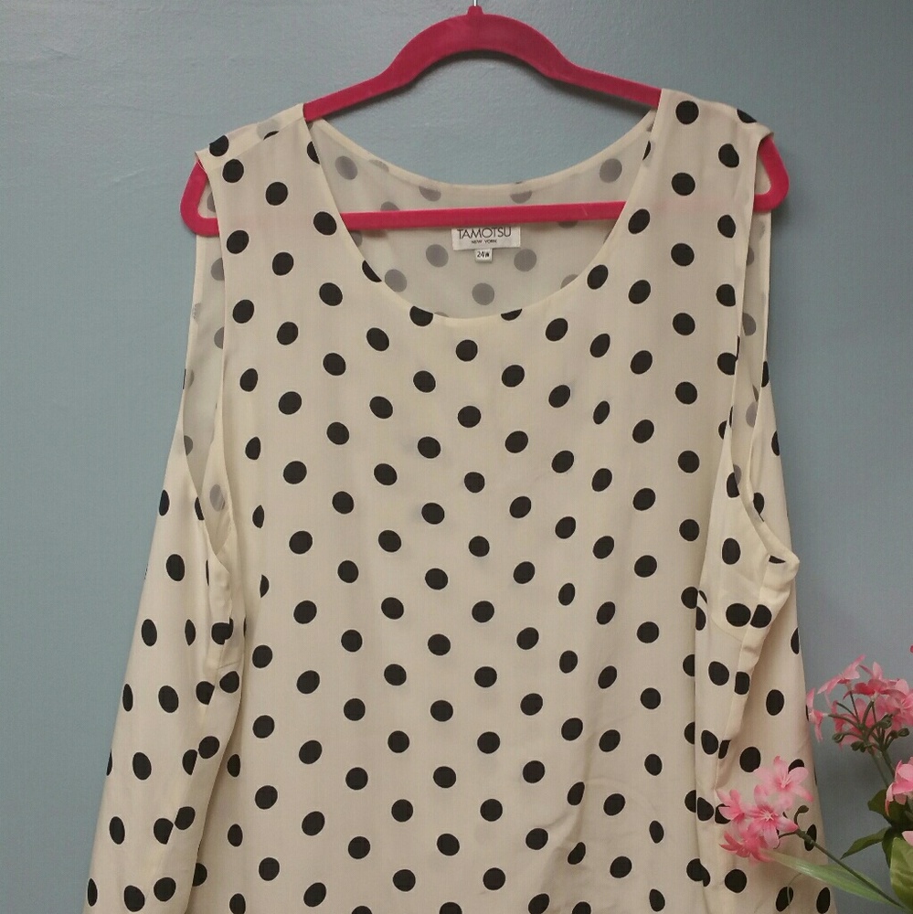 NWOT Tamotsu Polka Dot Silk Tank